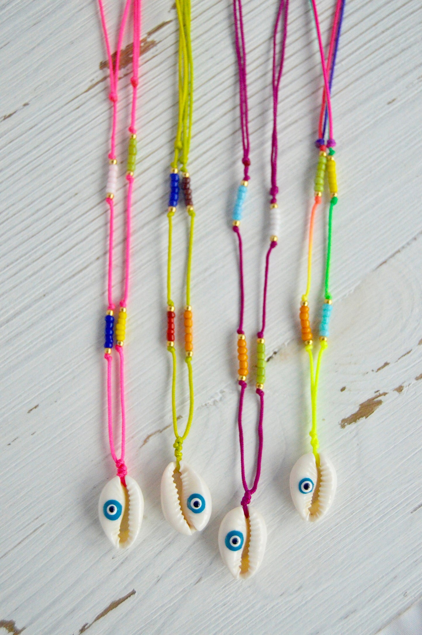 Evil Eye Cowrie Necklace Options