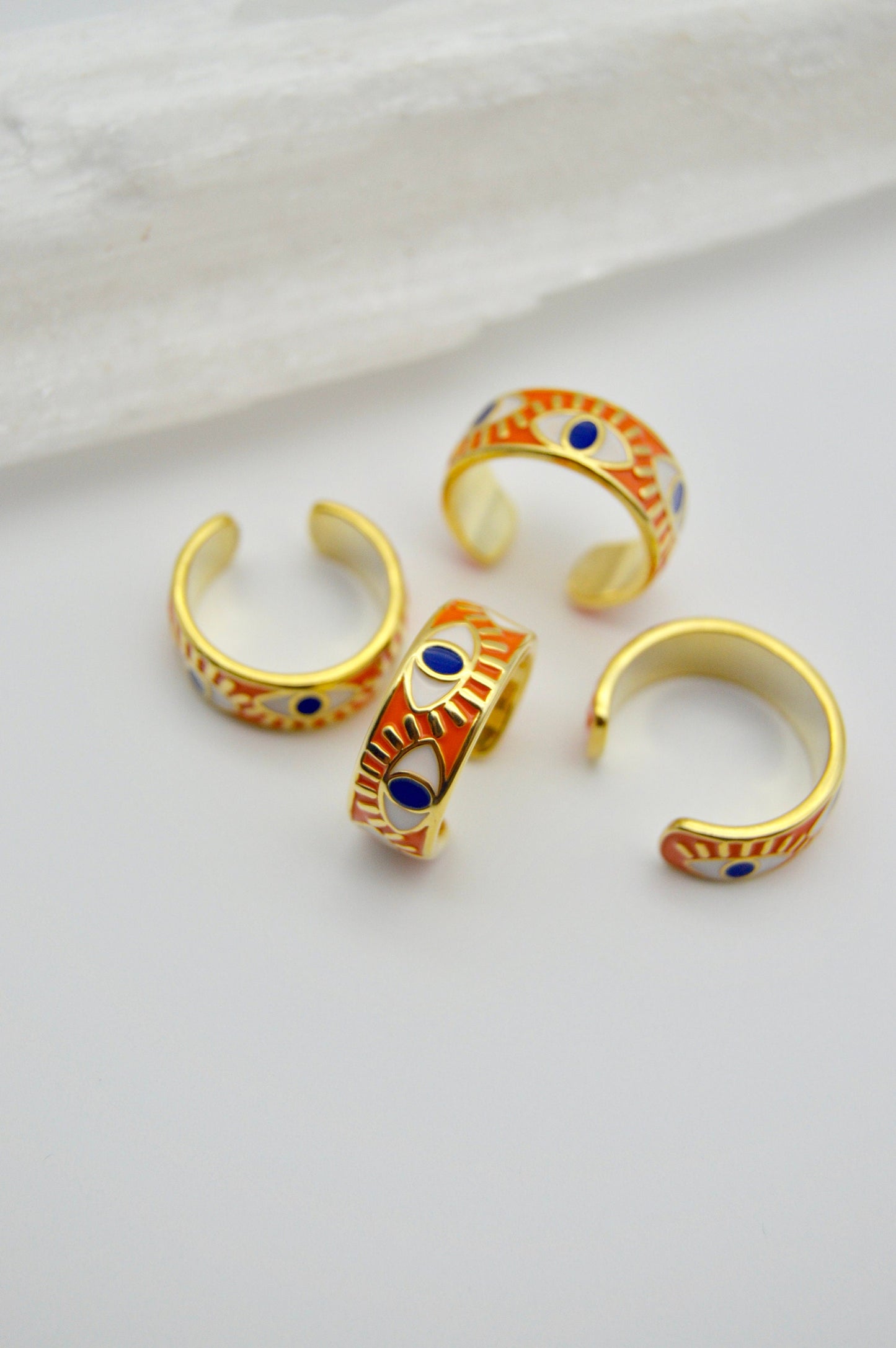 Evil Eye Ring Orange Close Up