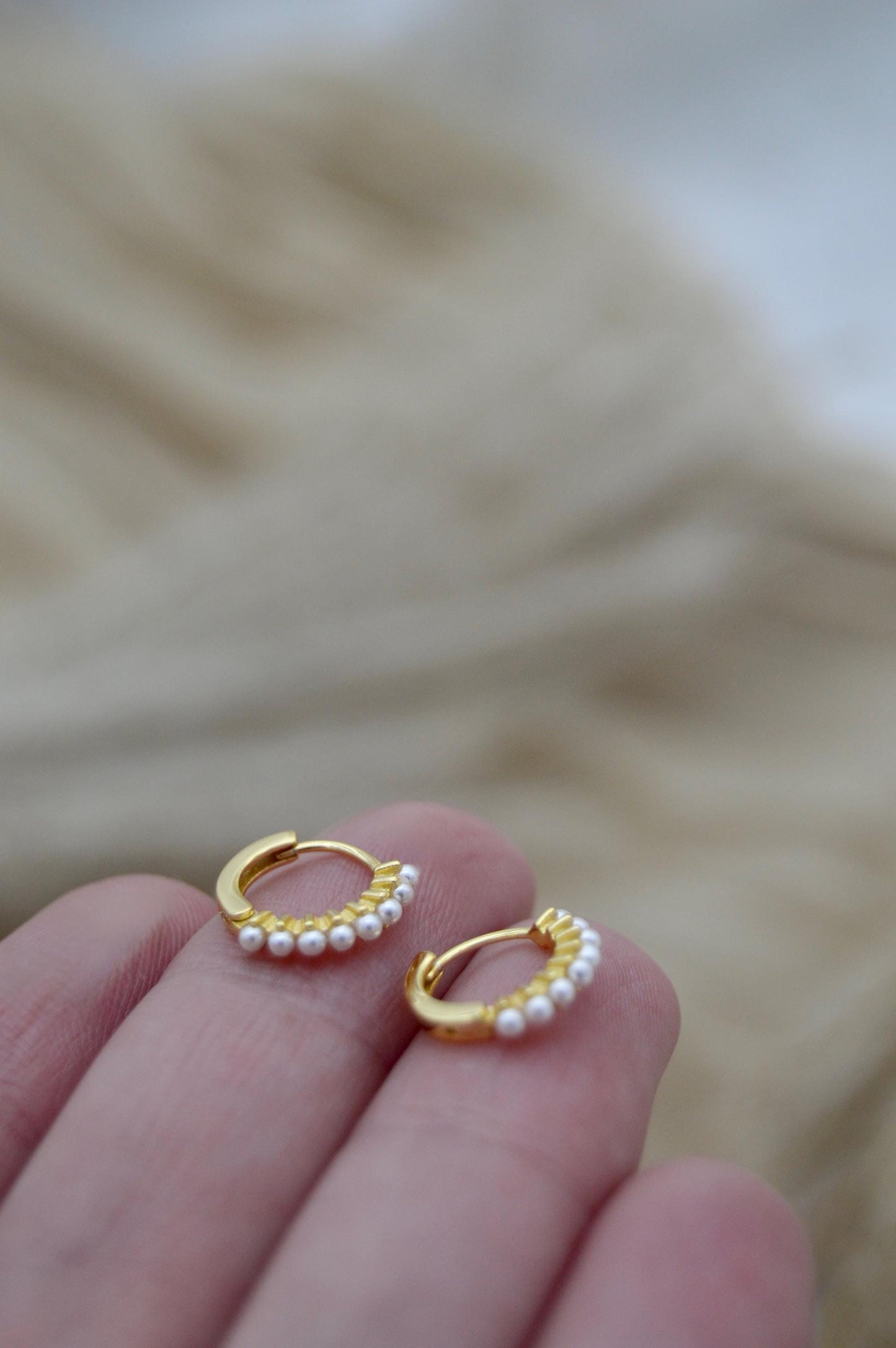 Pearl Huggie Earrings Size