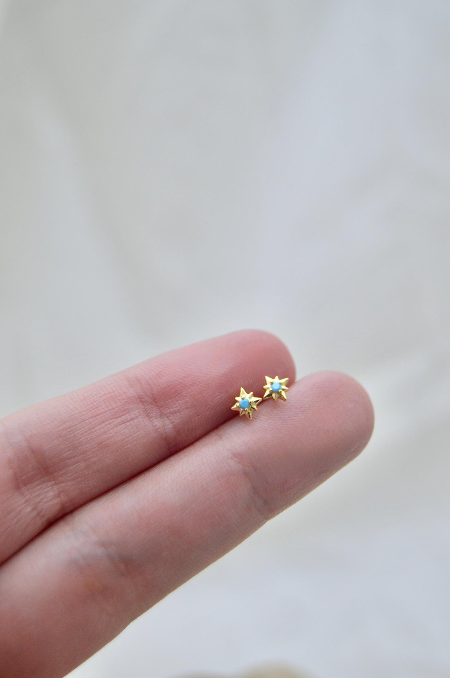 Turquoise Star Stud Earrings Size