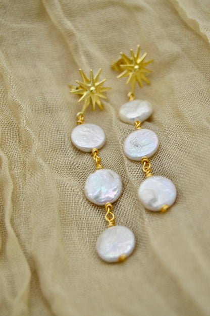 The Ezra Star Pearl Dangle Earrings Alma Collective