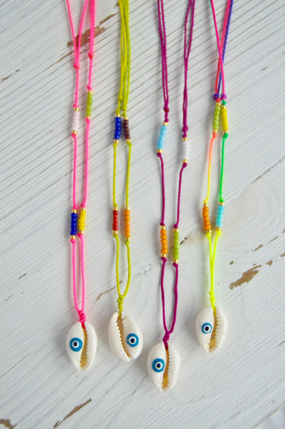 Evil Eye Cowrie Necklace Options