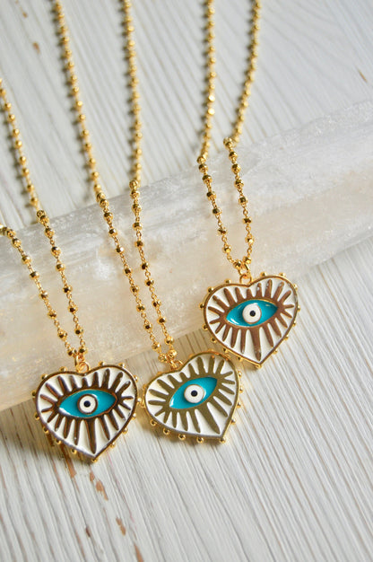 Evil Eye Heart Necklace Group