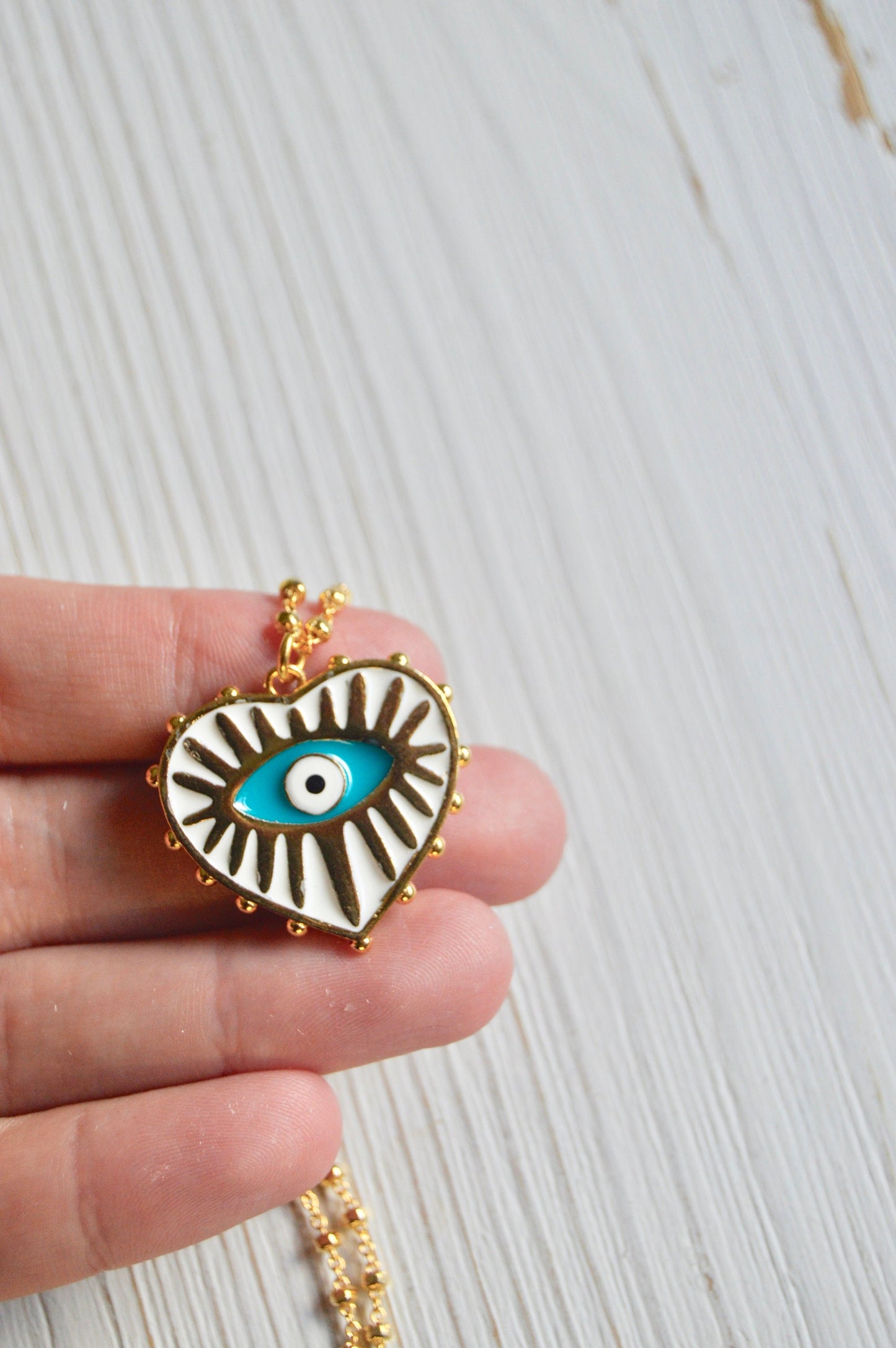 Evil Eye Heart Necklace Pendant