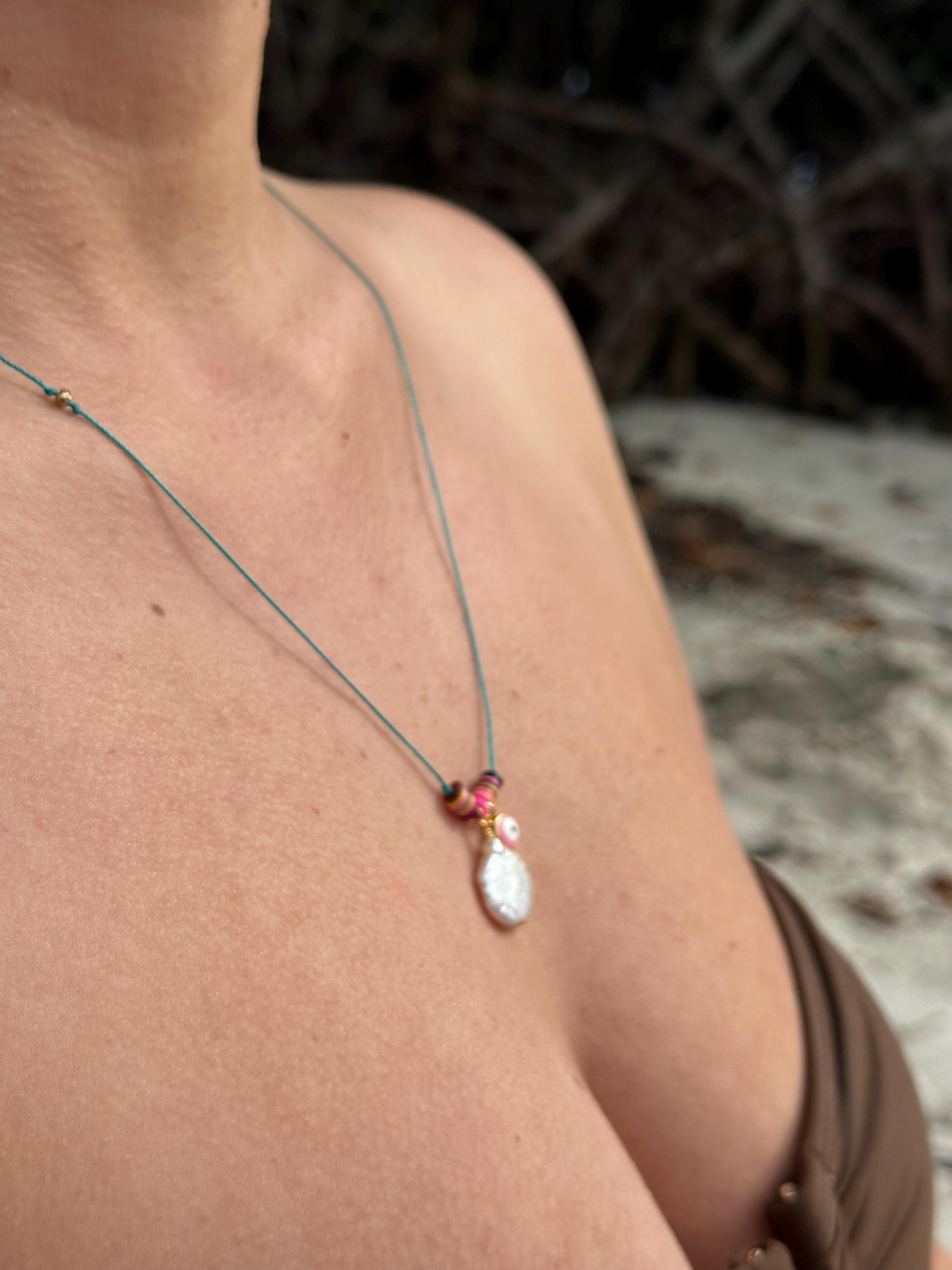 Evil Eye String Necklace Side