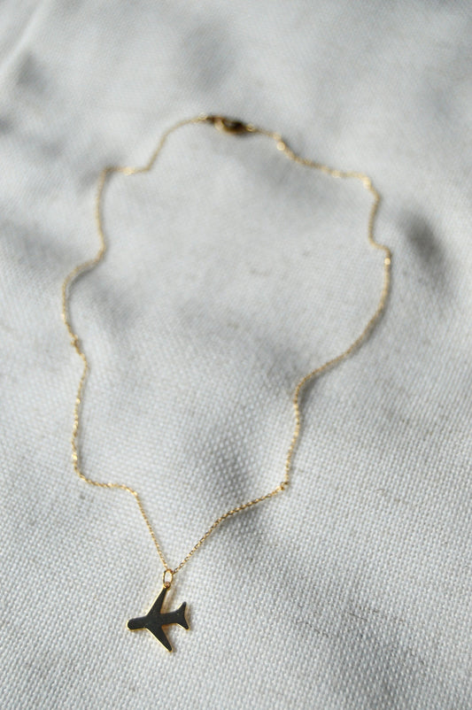 Gold Airplane Necklace