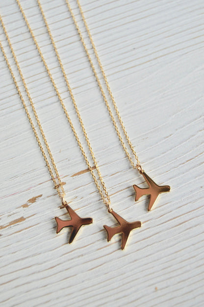 Gold Airplane Necklace Group