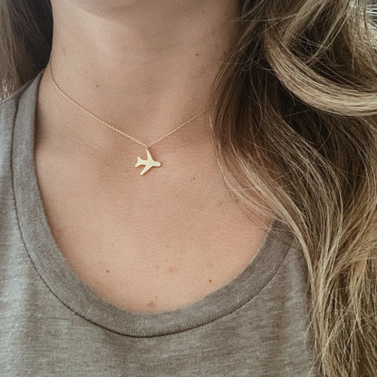 Gold Airplane Necklace Model