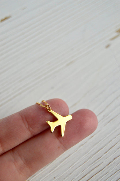 Gold Airplane Necklace Size