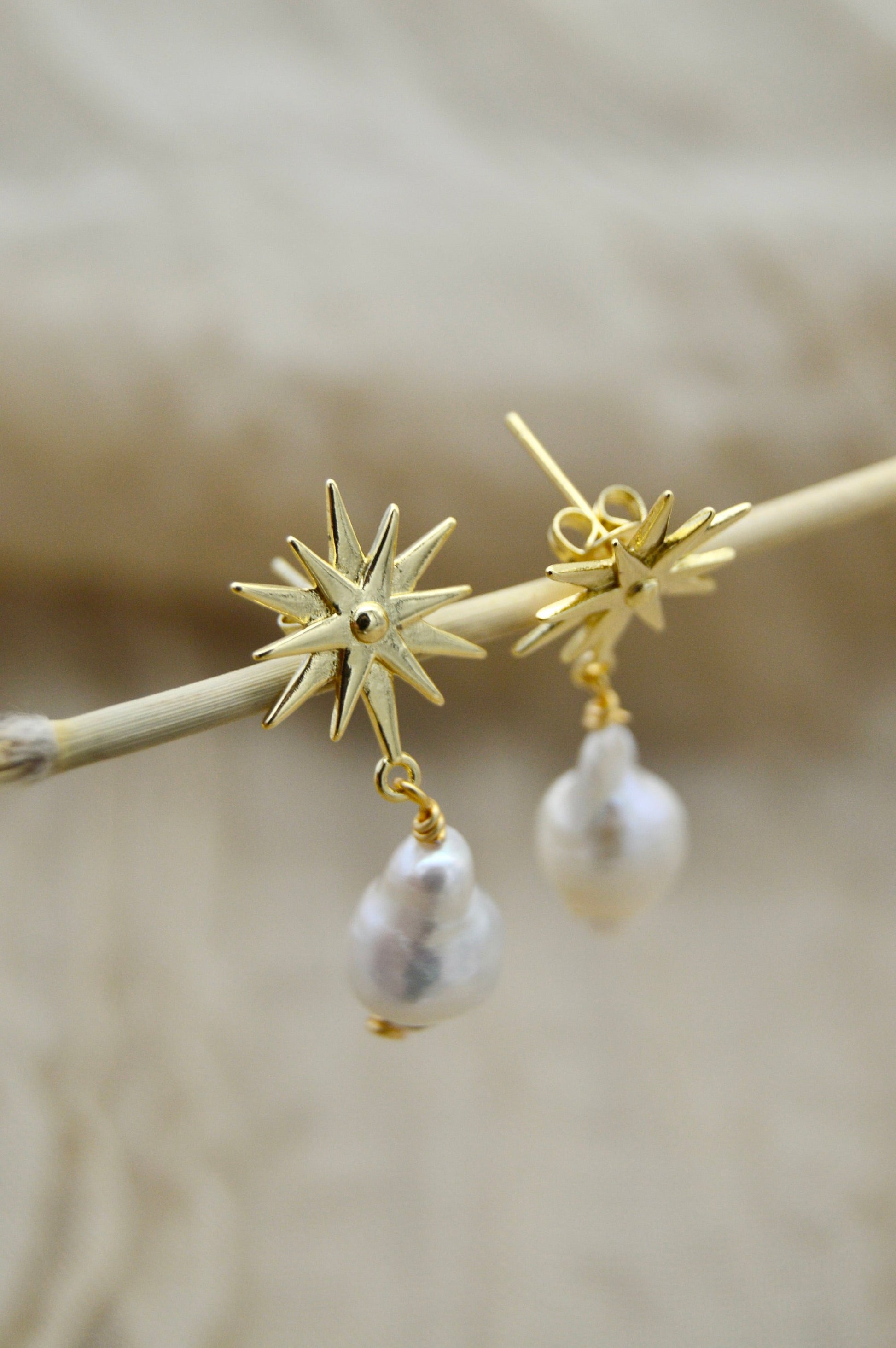 The Nova Star Pearl Dangle Earrings Alma Collective