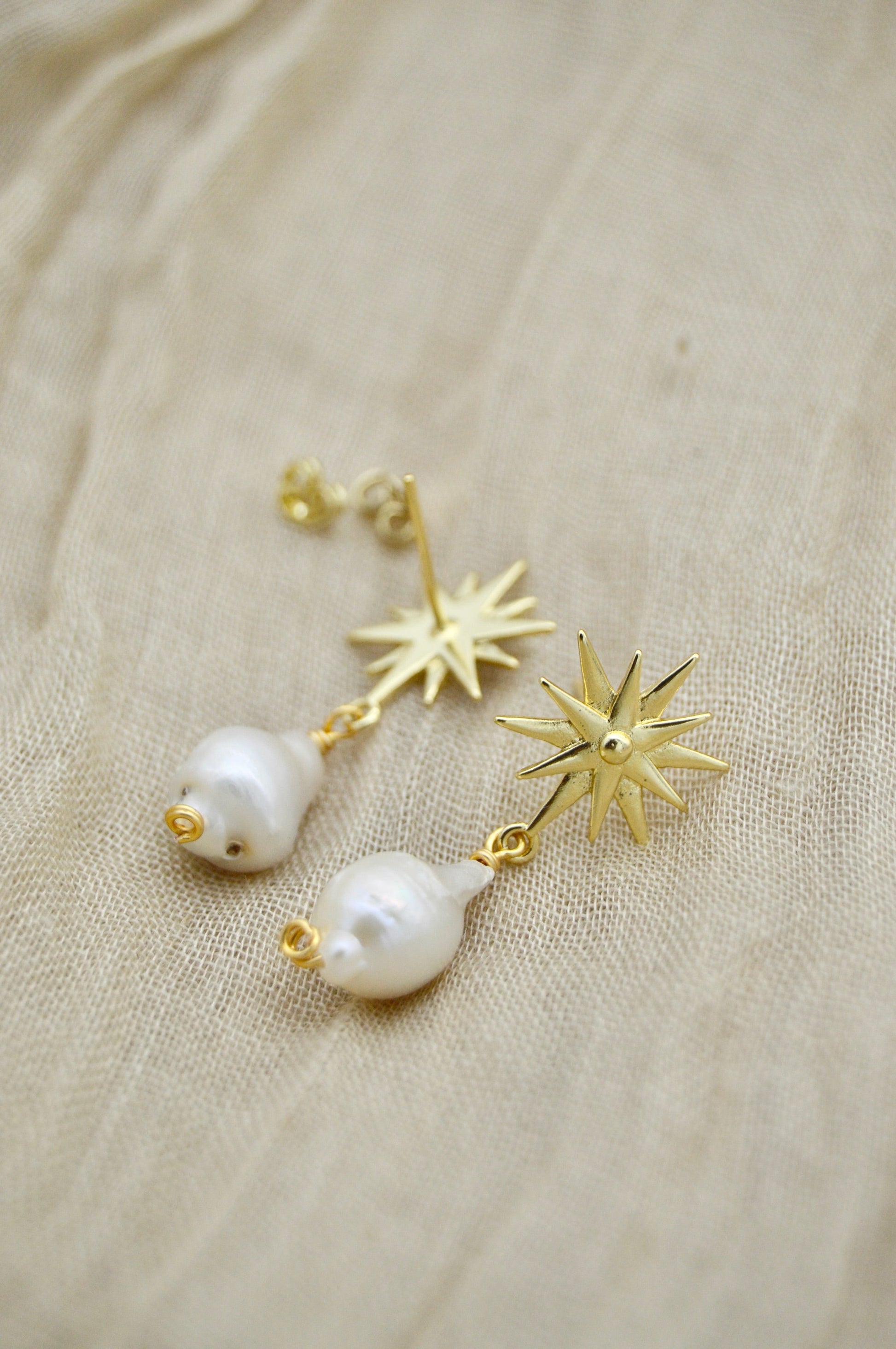 The Nova Star Pearl Dangle Earrings Alma Collective