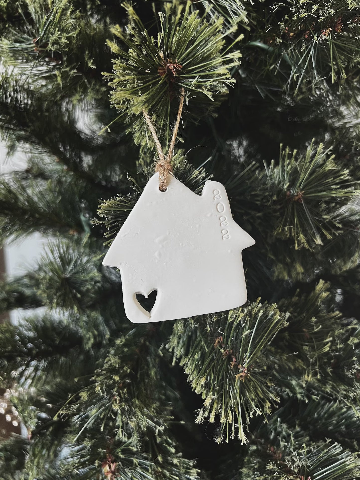 Handmade White Polymer Clay Ornament – Personalized Year | New Home Gift Alma Collective